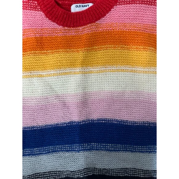 Old Navy Festive Craft Rainbow Striped Sweater - Cozy Knit Blend Vibrant Colors - Picture 8 of 8